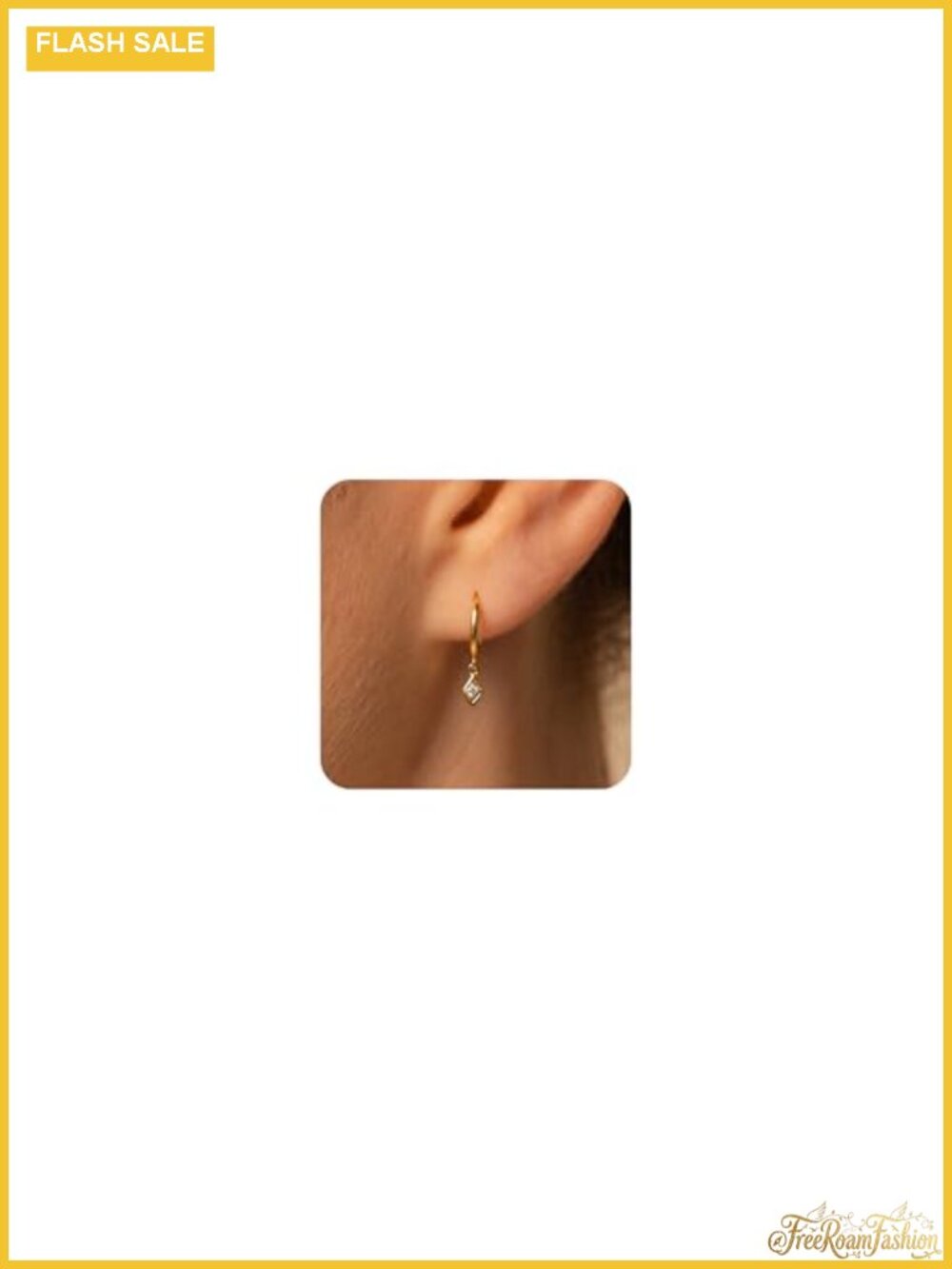 14K Gold Plated Brass Cubic Zirconia Drop Dangle Hoop Earrings for Women